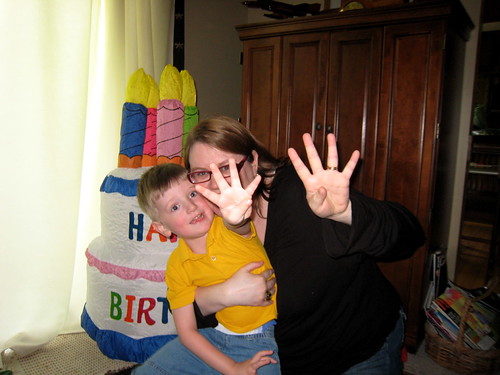 Jen and Brian declaring Brian's age (he's four).