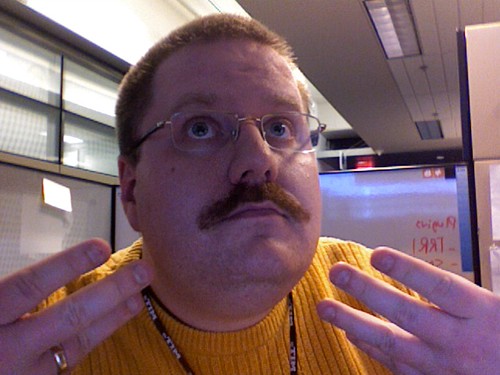 Kevin, showing off two months of 'stache-growing.