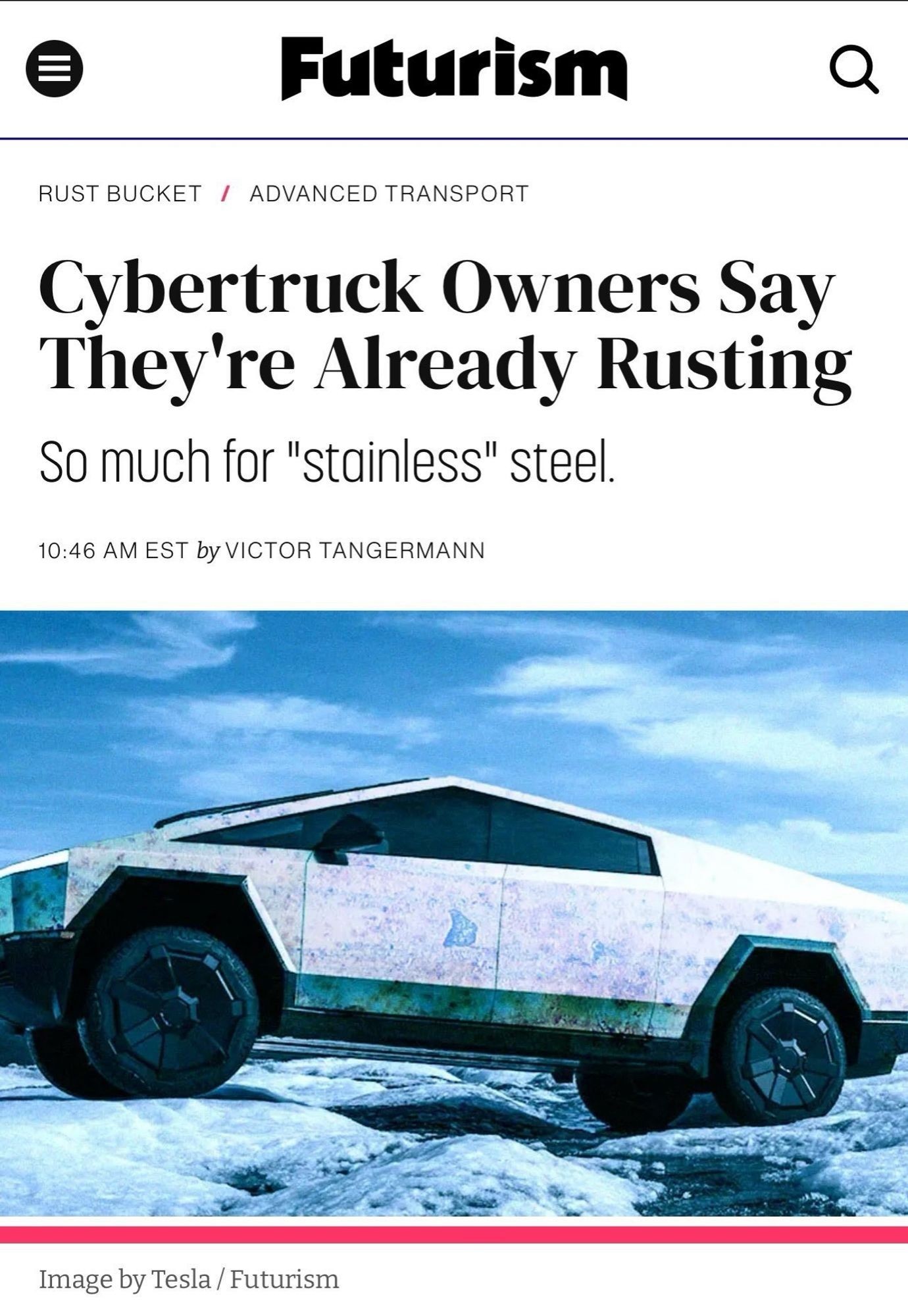 Cybertruck owners say they're already rusting